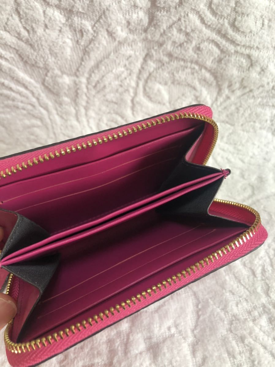 【送料込み】　Fleur フルール リボン　ミニ財布　ウォレット　カードケース　ショッキング　ピンク　木本泉　コインケース