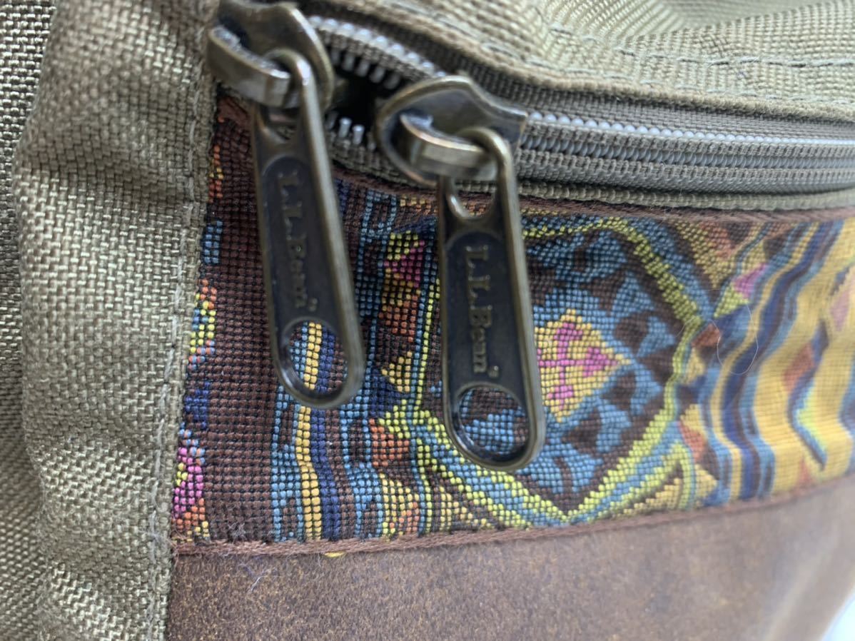 即決☆L.L.Bean☆ビンテージ 米国製 usa レザーコンビバックパック