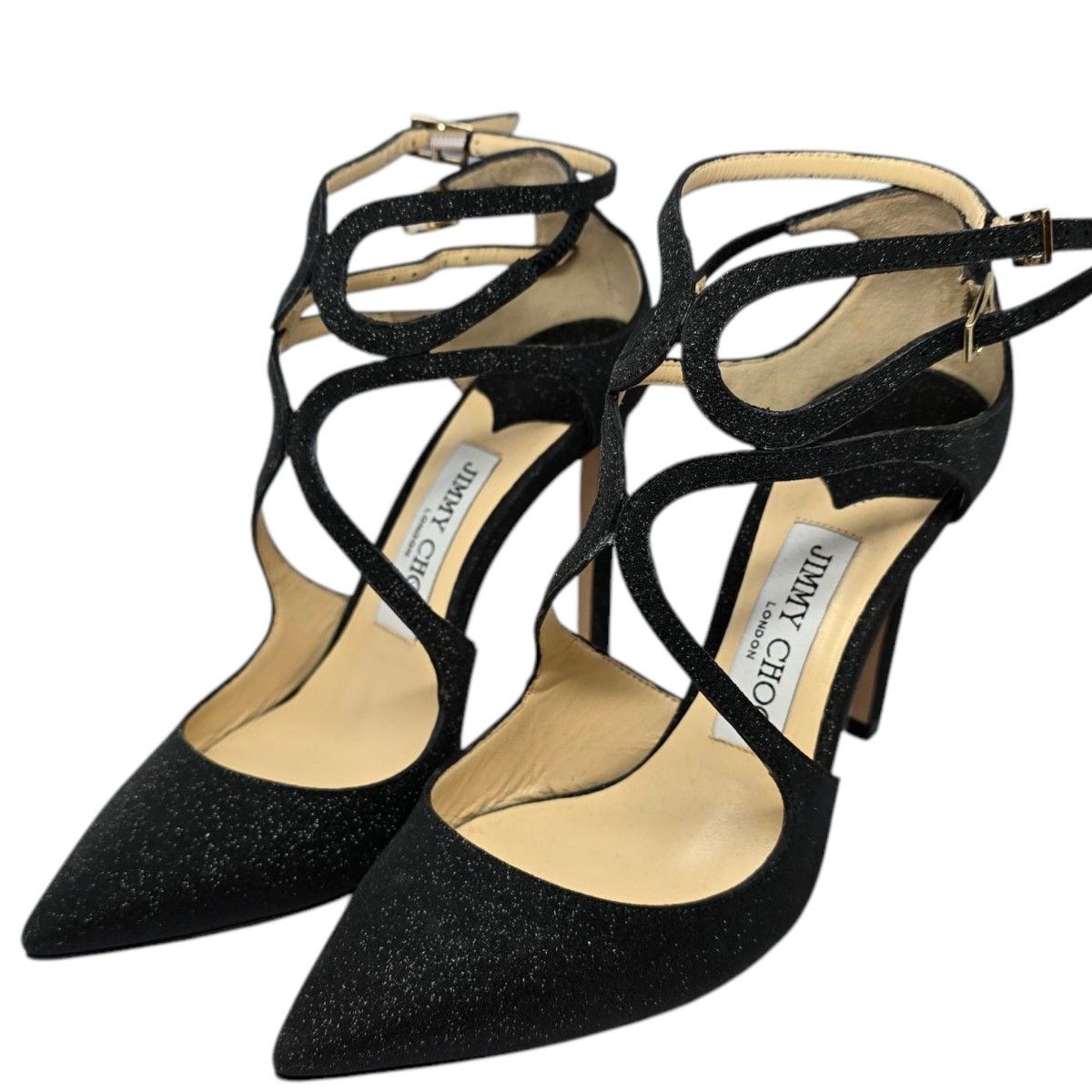 未使用】JIMMY CHOO ジミーチュウ グリッター ダブルストラップ 未使用】JIMMY CHOO ジミーチュウ グリッター ダブルストラップ