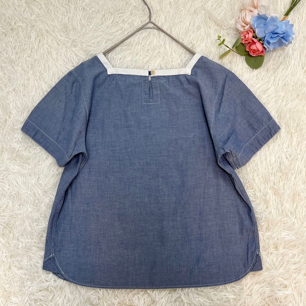 美品】MHL マーガレットハウエル コットン スクエアネック 美品】MHL マーガレットハウエル コットン スクエアネック