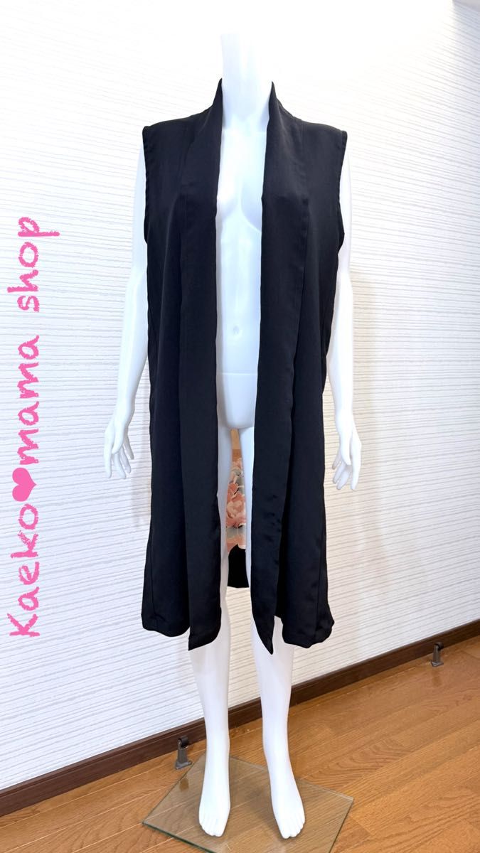 ロングジレ ロングベスト Lサイズ 黒留袖 和モダン(着物 ロングジレ ロングベスト Lサイズ 黒留袖 和モダン(着物
