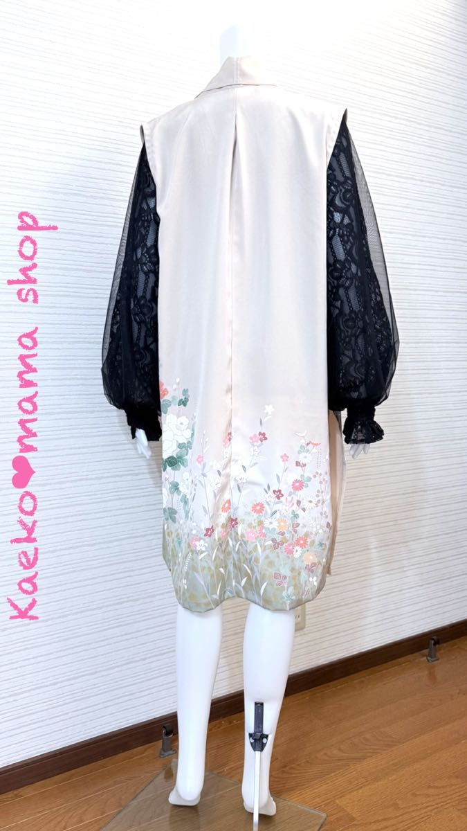 ロングジレ ロングベスト Lサイズ 訪問着 和モダン(着物 ロングジレ ロングベスト Lサイズ 訪問着 和モダン(着物