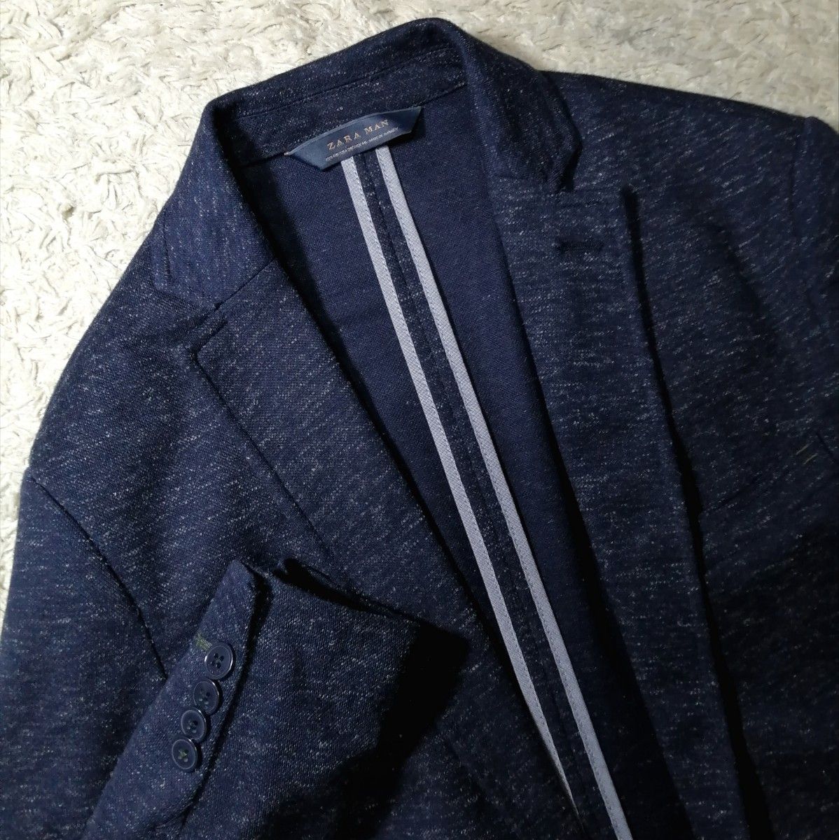 ZARA ザラ ソフトテーラード アンコンジャケット 46 ネイビー ZARA ザラ ソフトテーラード アンコンジャケット 46 ネイビー
