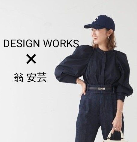 DESIGNWORKS 翁安芸コラボレーションブラウス ネイビー Мサイズ DESIGNWORKS 翁安芸コラボレーションブラウス ネイビー Мサイズ
