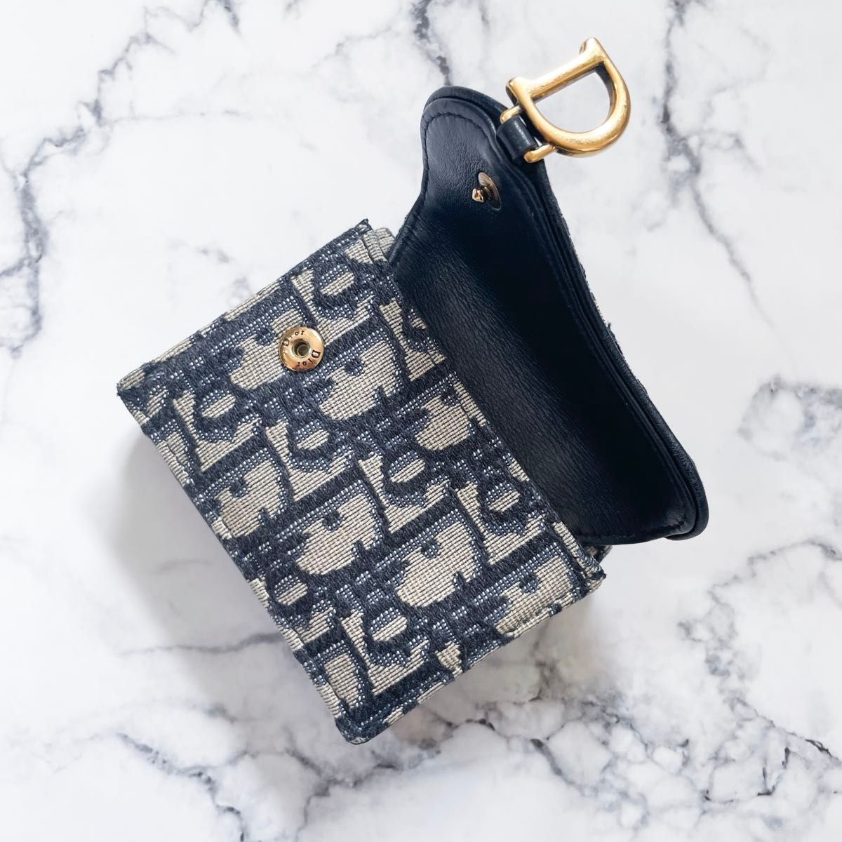 美品】Dior オブリーク サドル ロータスウォレット ディオール 美品】Dior オブリーク サドル ロータスウォレット ディオール