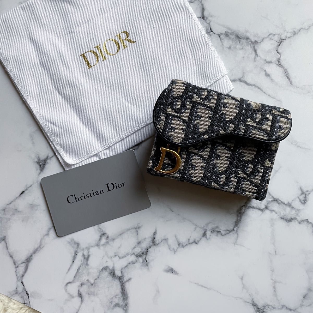 美品】Dior オブリーク サドル ロータスウォレット ディオール 美品】Dior オブリーク サドル ロータスウォレット ディオール