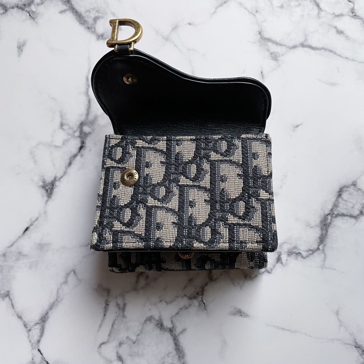 美品】Dior オブリーク サドル ロータスウォレット ディオール 美品】Dior オブリーク サドル ロータスウォレット ディオール