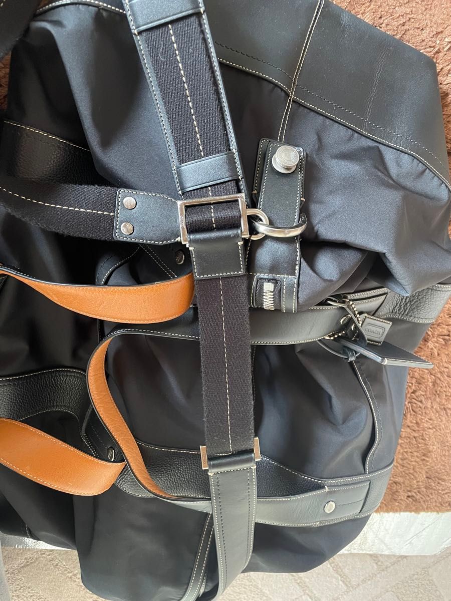 本物【ほぼ未使用 コーチ 】黒 ナイロン レザーダッフル バッグ 本物【ほぼ未使用 コーチ 】黒 ナイロン レザーダッフル バッグ