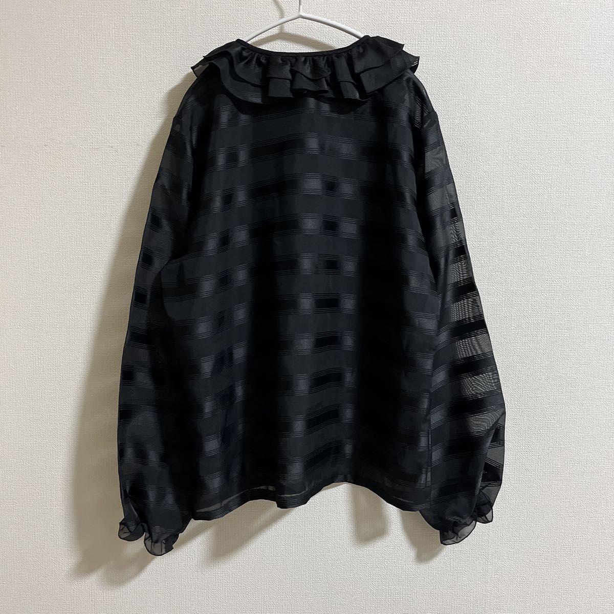 vintage フリルブラウス ブラック 黒 古着 シアー ヴィンテージ vintage フリルブラウス ブラック 黒 古着 シアー ヴィンテージ