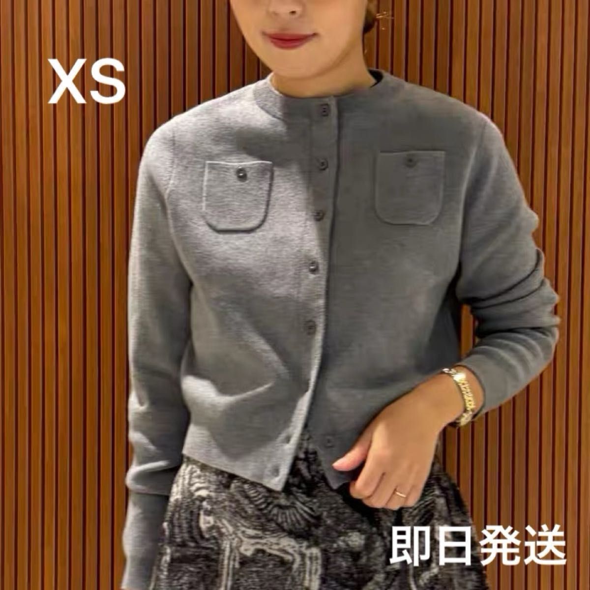 CABaN コットンカシミヤ クルーネックカーディガン XS グレー CABaN コットンカシミヤクルーネックカーディガン グレー XS