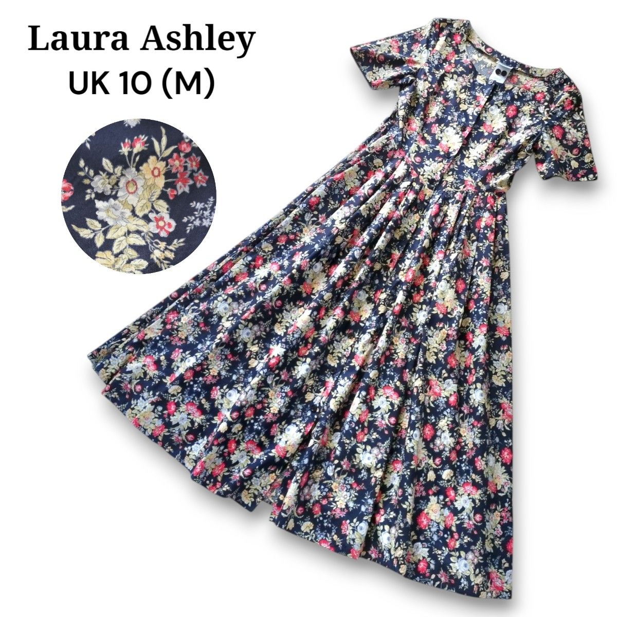 英国製 Laura Ashley ローラアシュレイ 花柄総柄 フラワー柄 英国製 Laura Ashley ローラアシュレイ 花柄総柄 フラワー柄