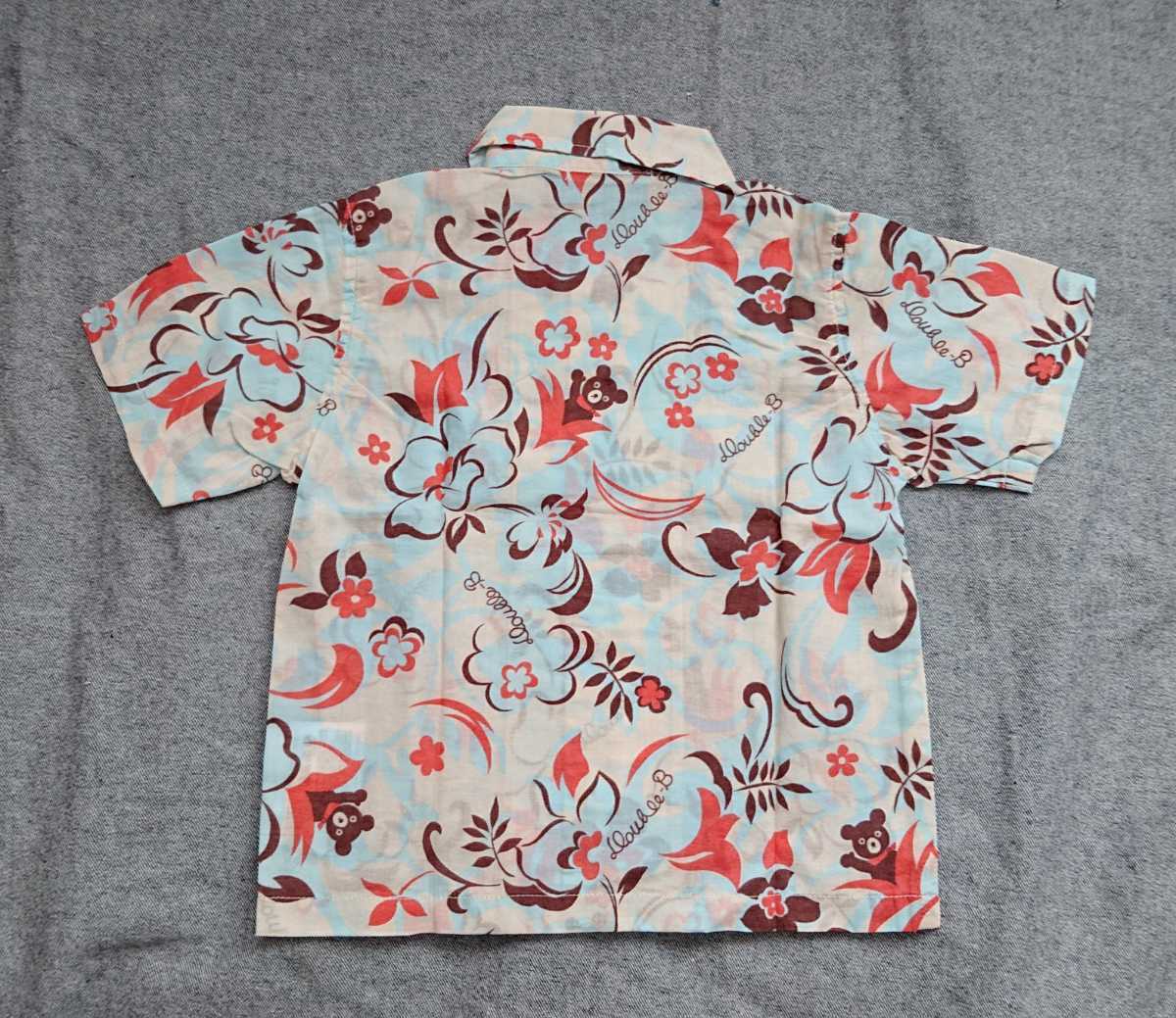  unused Miki House double B hibiscus pattern. shirt 90