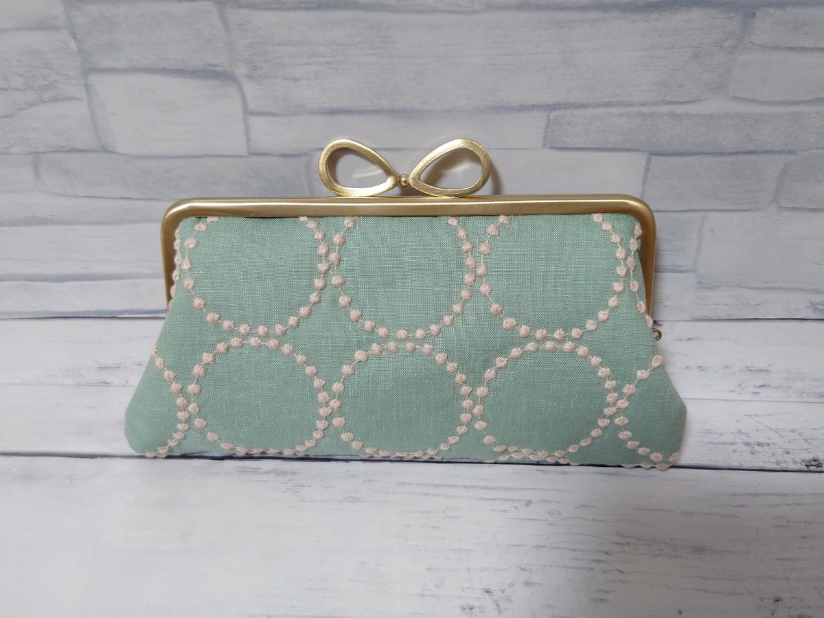 ∞【light green】長財布 ミナペルホネン tambourine 親子がま口 ∞【light green】長財布 ミナペルホネン tambourine 親子がま口