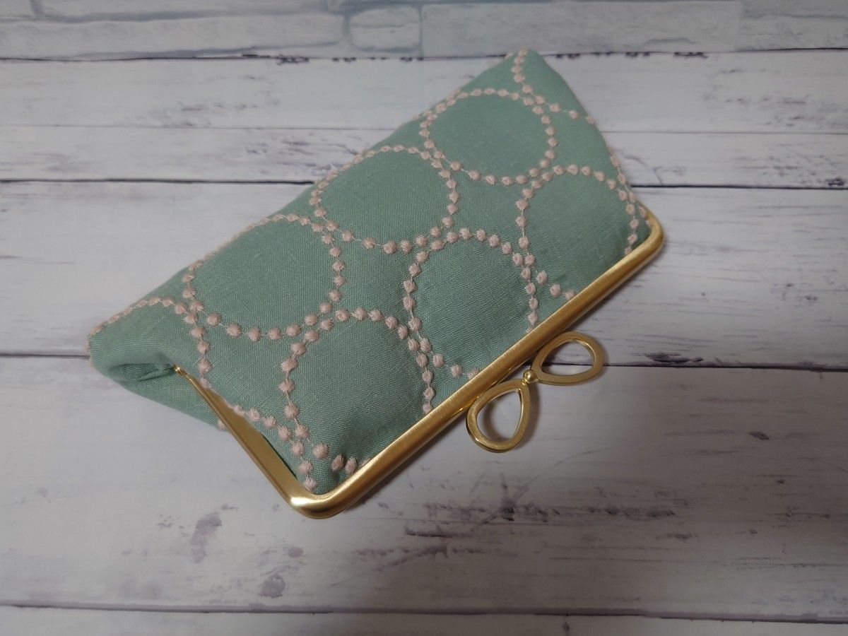 ∞【light green】長財布 ミナペルホネン tambourine 親子がま口 ∞【light green】長財布 ミナペルホネン tambourine 親子がま口