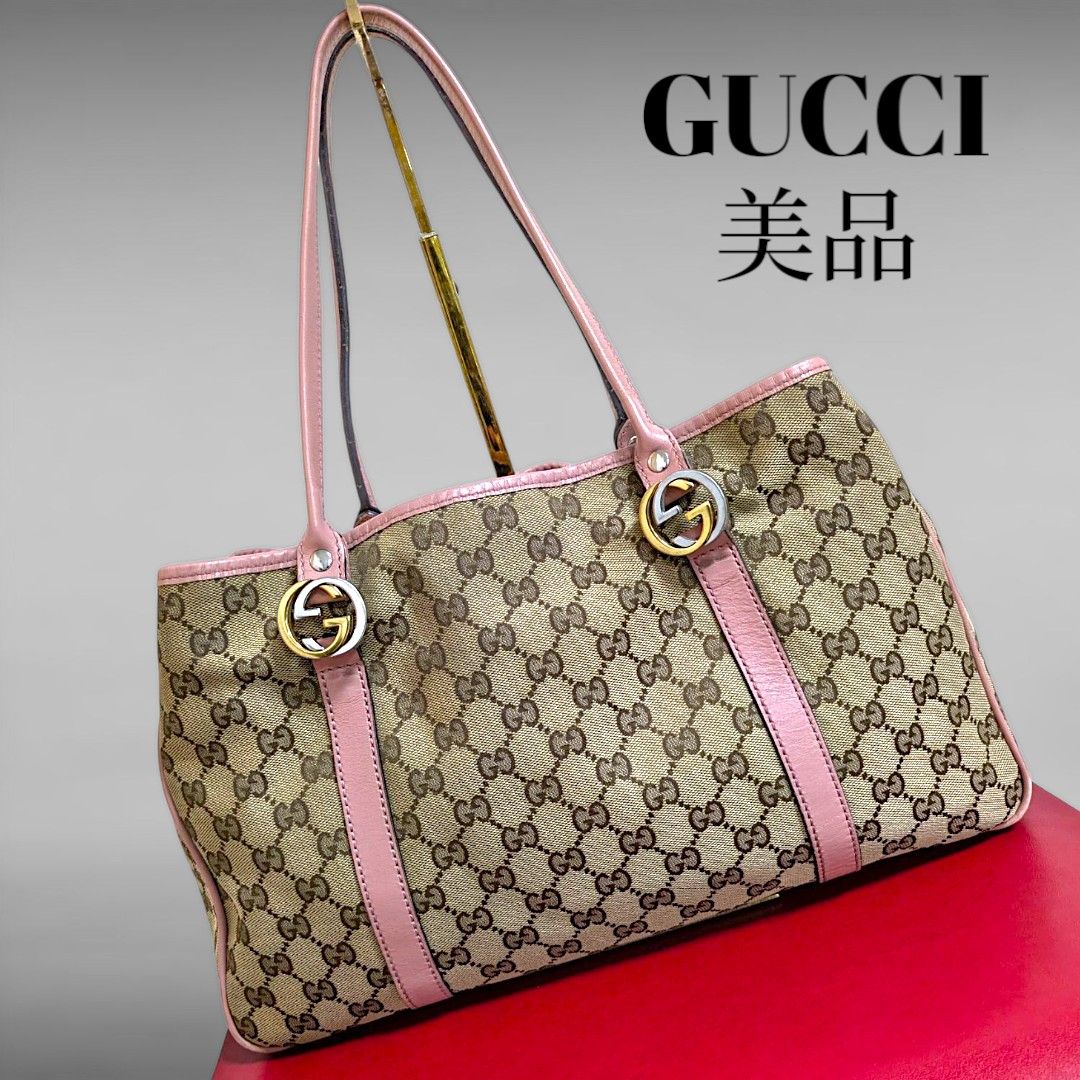 大特価 美品 GUCCI トートバッグ GG キャンバス ピンク 大特価 美品 GUCCI トートバッグ GG キャンバス ピンク