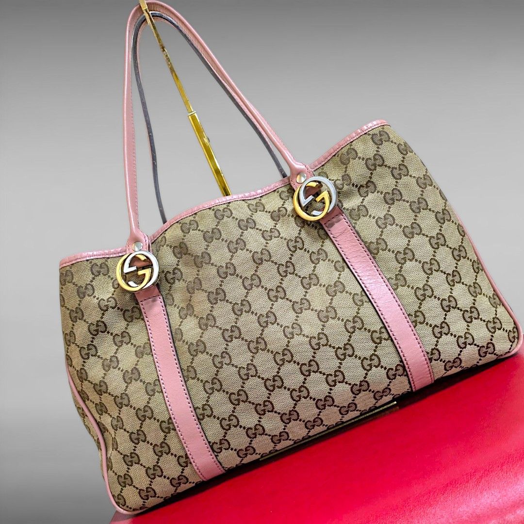 大特価 美品 GUCCI トートバッグ GG キャンバス ピンク 大特価 美品 GUCCI トートバッグ GG キャンバス ピンク