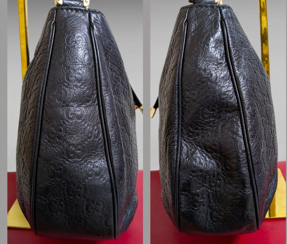 極美品 GUCCI シマ フラップ ブラック ショルダーバッグ ワン 極美品 GUCCI シマ フラップ ブラック ショルダーバッグ ワン