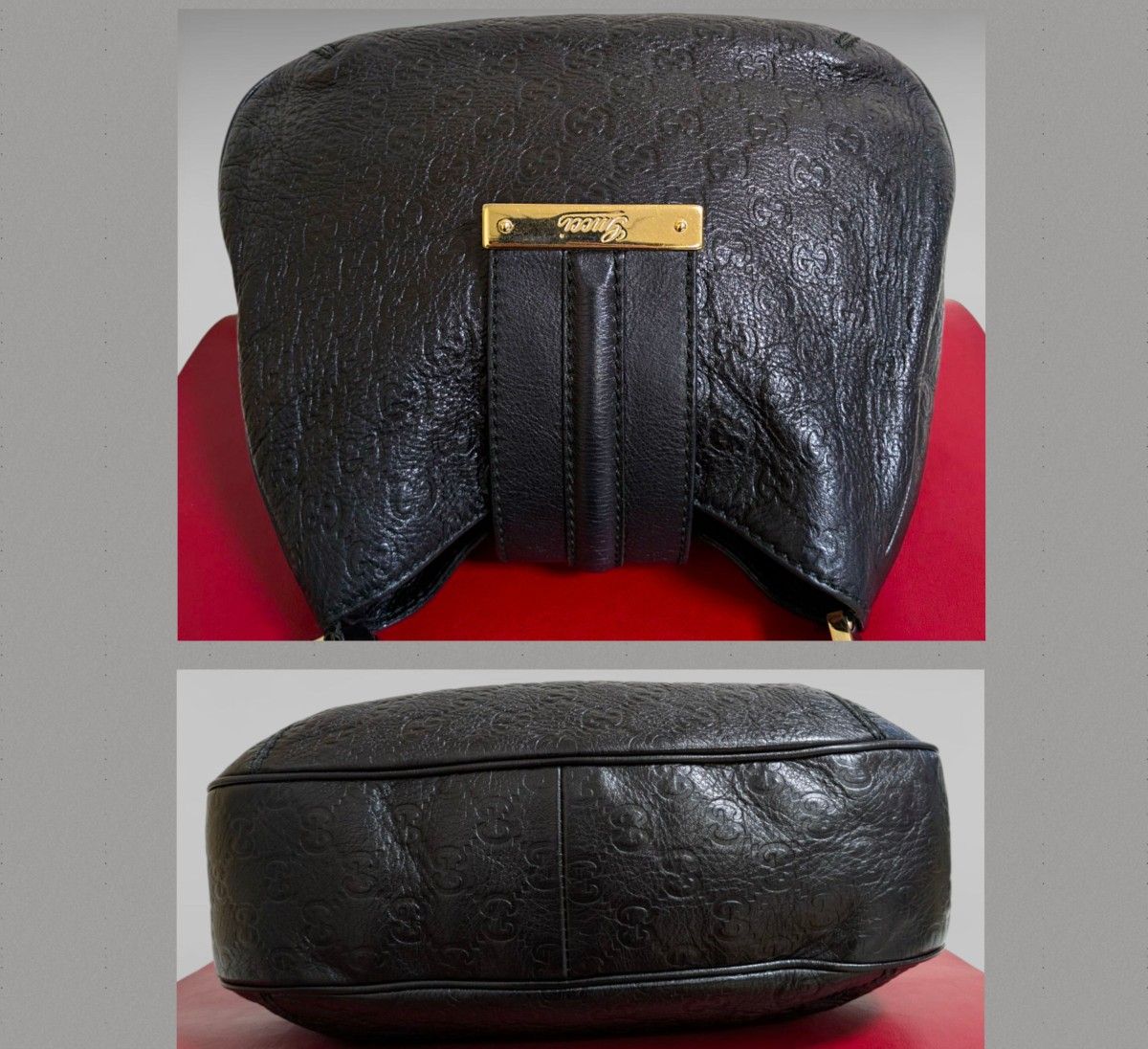 極美品 GUCCI シマ フラップ ブラック ショルダーバッグ ワン 極美品 GUCCI シマ フラップ ブラック ショルダーバッグ ワン