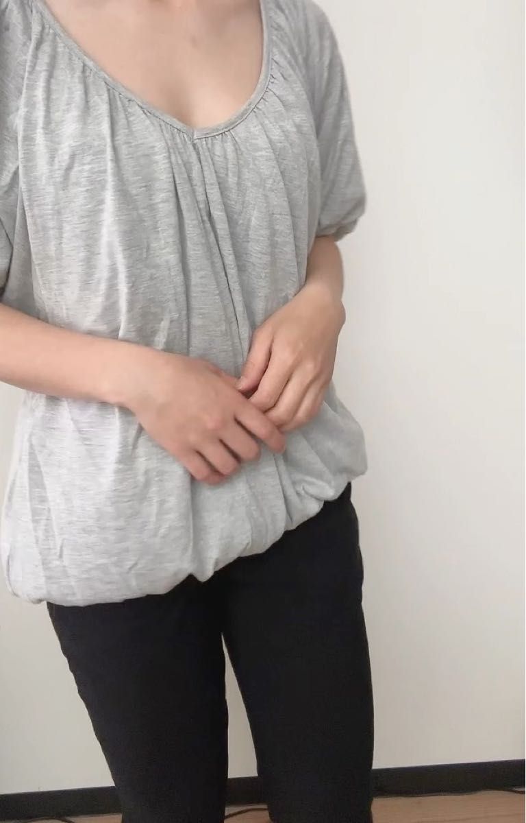 ギャザードルマントップス レイヤードふんわりカットソー ふんわり ゆったり レディーストップス