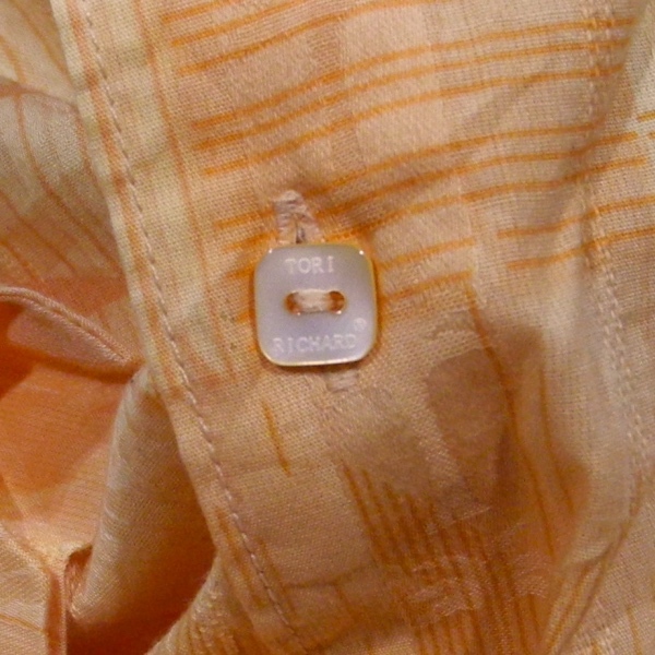 新品 Tori Richard トリリチャード ヤシの葉 総柄 ロゴ ボタン アロハシャツ 半袖シャツ オレンジ L 未使用_画像6
