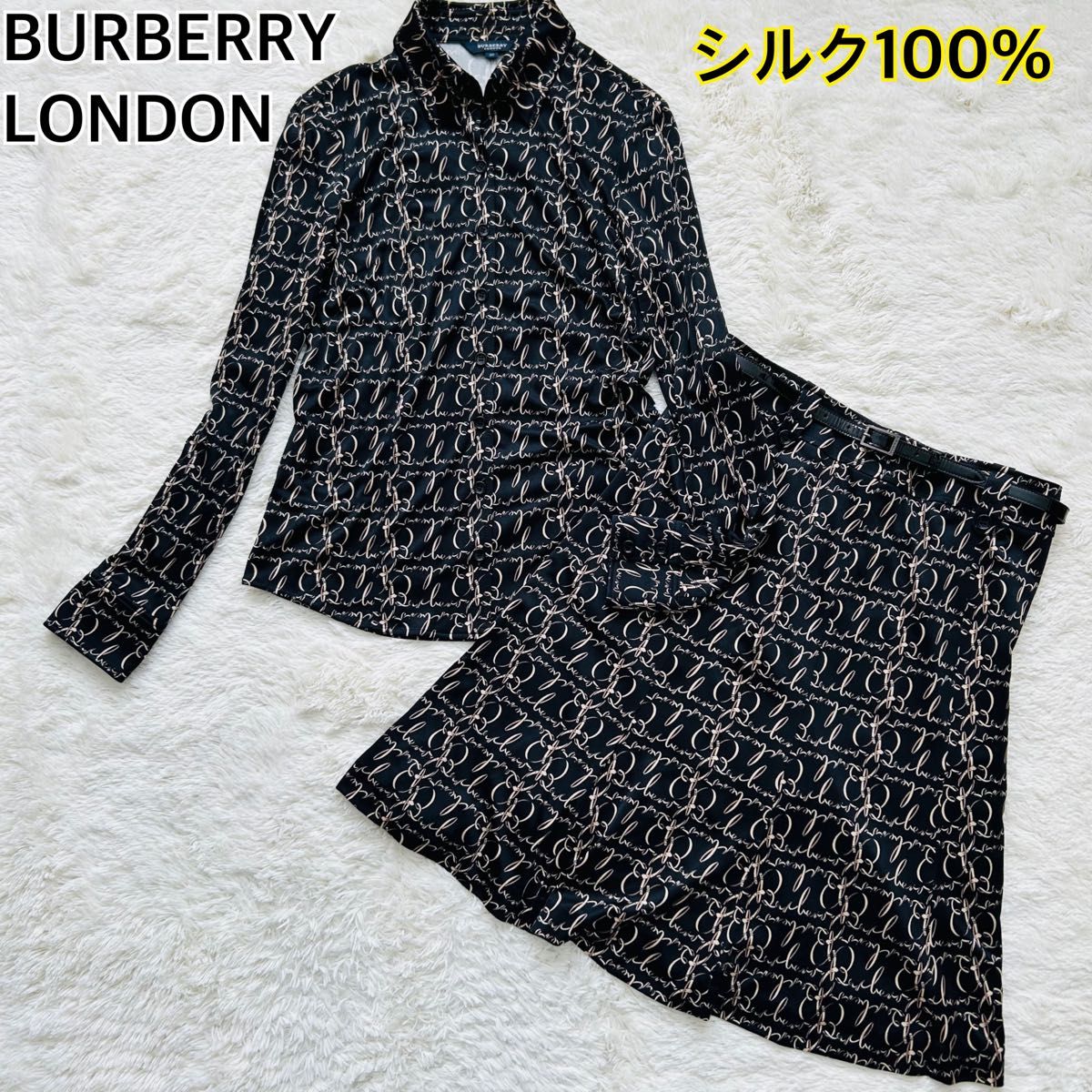 BURBERRY LONDON バーバリーロンドン シルク100% セットアップ BURBERRY LONDON バーバリーロンドン シルク100% セットアップ
