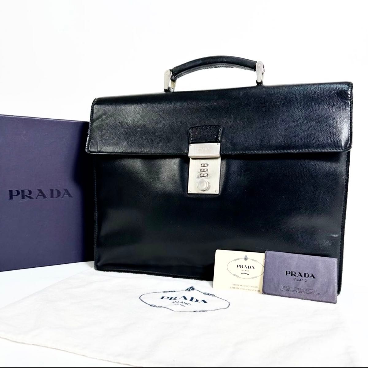 PRADA プラダビジネスバッグ ブリーフケースブラック 黒レザー PRADA プラダビジネスバッグ ブリーフケースブラック 黒レザー
