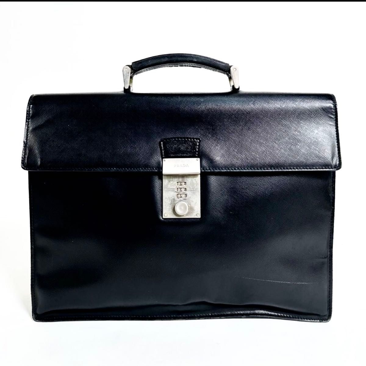 PRADA プラダビジネスバッグ ブリーフケースブラック 黒レザー PRADA プラダビジネスバッグ ブリーフケースブラック 黒レザー