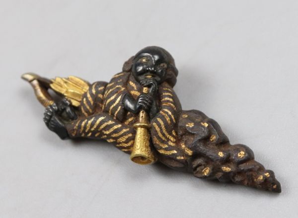 時代武具 刀装具 浜野矩隋 赤銅 獅子仙人図象嵌 目貫 TK176(鍔 時代武具 刀装具 浜野矩隋 赤銅 獅子仙人図象嵌 目貫 TK176(鍔