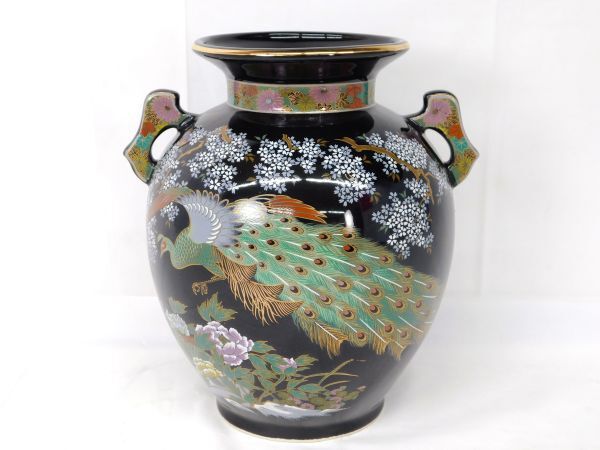 A723☆ 明陶 花瓶 孔雀絵双 直径約 11cm 高さ 21cm 骨董品 美術 A723☆ 明陶 花瓶 孔雀絵双 直径約 11cm 高さ 21cm 骨董品 美術