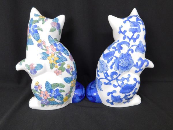 K815☆ 伊万里焼 招き猫 2点 セット 千客萬来 開運招福 染付 総 K815☆ 伊万里焼 招き猫 2点 セット 千客萬来 開運招福 染付 総