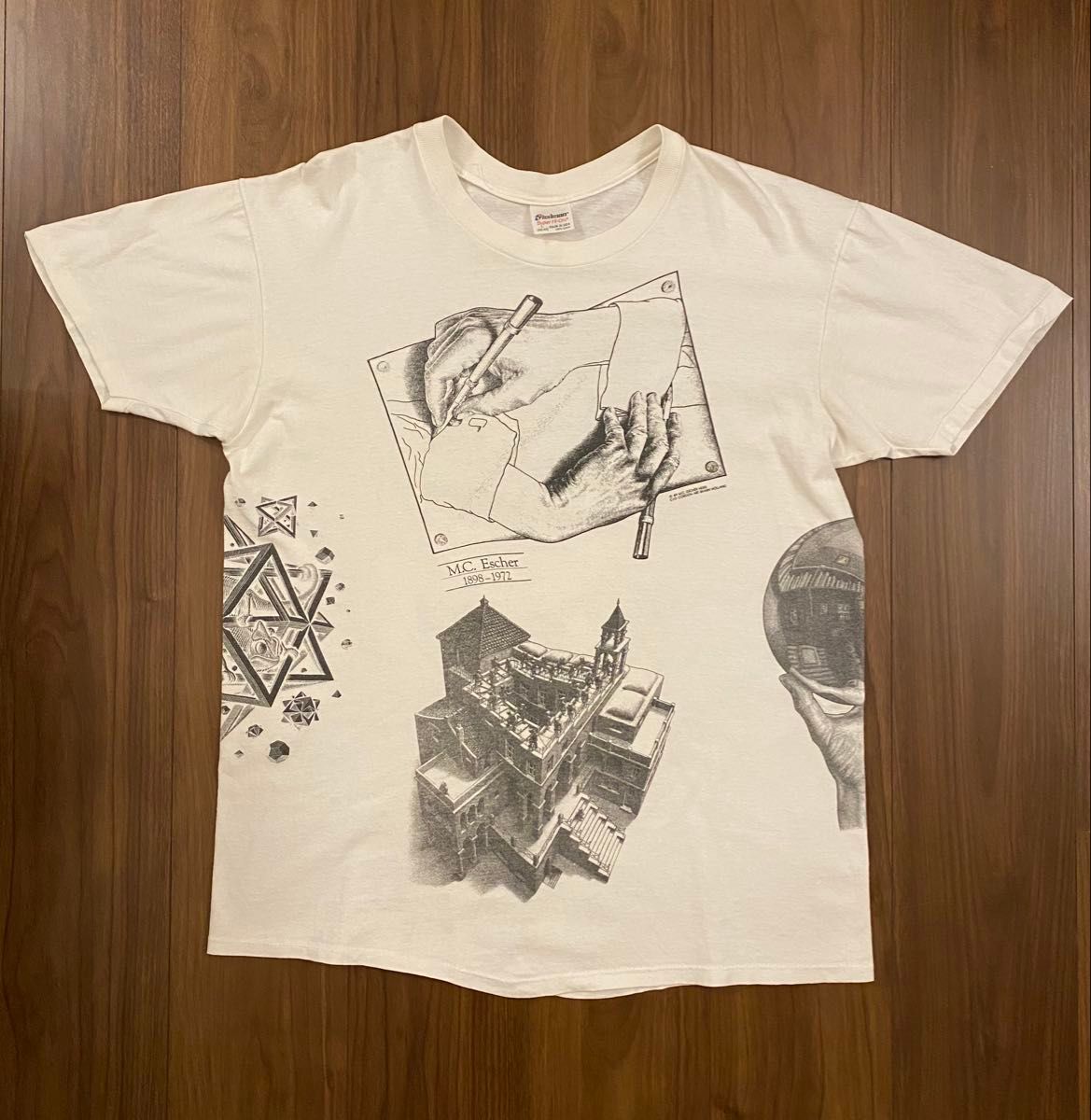 M C ESCHER エッシャー 90s マルチプリント Tシャツ L USA製 M C ESCHER エッシャー 90s マルチプリント Tシャツ L USA製