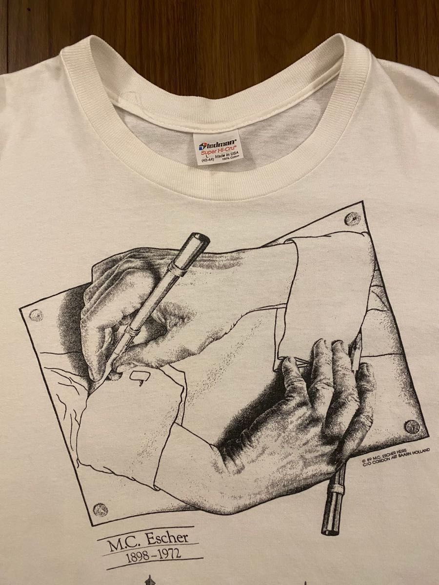 M C ESCHER エッシャー 90s マルチプリント Tシャツ L USA製 M C ESCHER エッシャー 90s マルチプリント Tシャツ L USA製