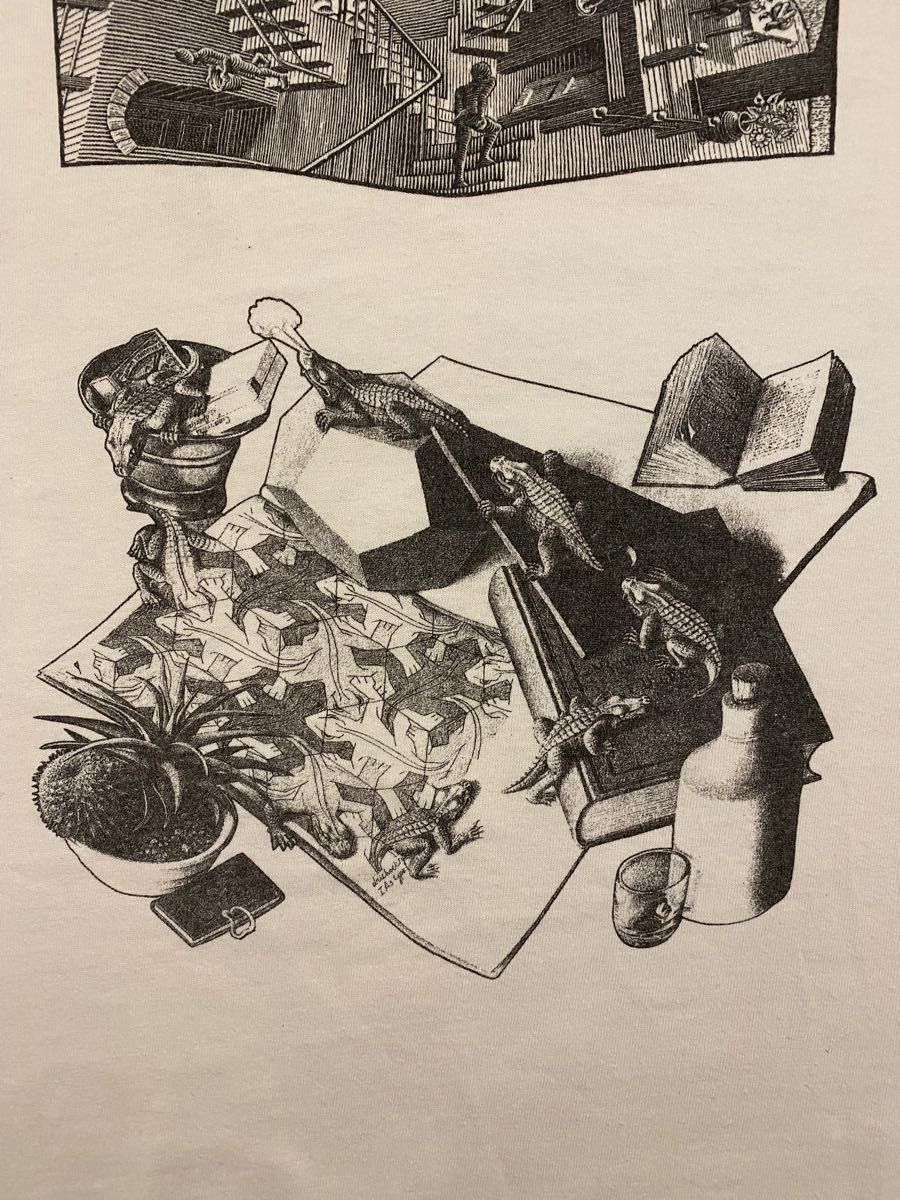 M C ESCHER エッシャー 90s マルチプリント Tシャツ L USA製 M C ESCHER エッシャー 90s マルチプリント Tシャツ L USA製