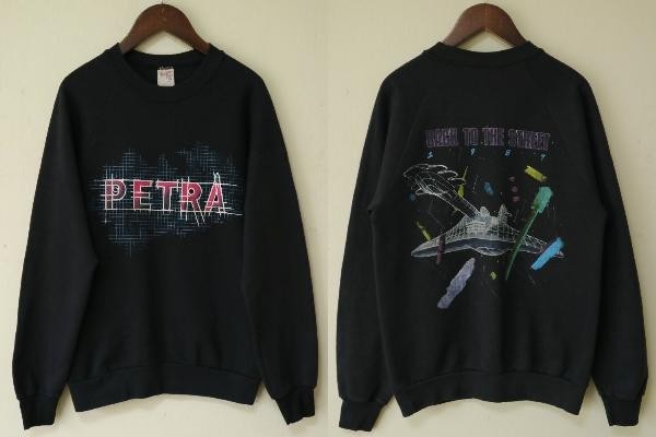 未使用！ Petra - Back To The Street ハード ロック 1986年USA製 1987年ツアー ビンテージ スウェット 黒 M/80s 80's バンドT Tシャツ_画像1