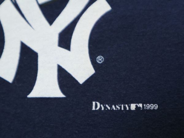 未使用 1999年 NEW YORK YANKEES ニューヨーク ヤンキース ビンテージ Tシャツ ネイビー 紺 US-M サイズ / オールド MLB メジャーリーグ_画像4