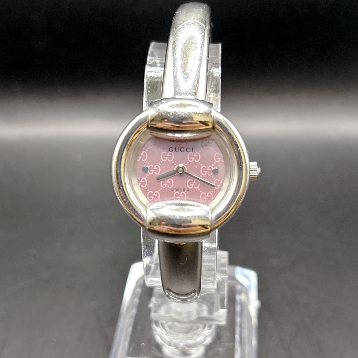 美品 GUCCI グッチ 1400L ピンクシェル バングルウォッチ GG 美品 GUCCI グッチ 1400L ピンクシェル バングルウォッチ GG