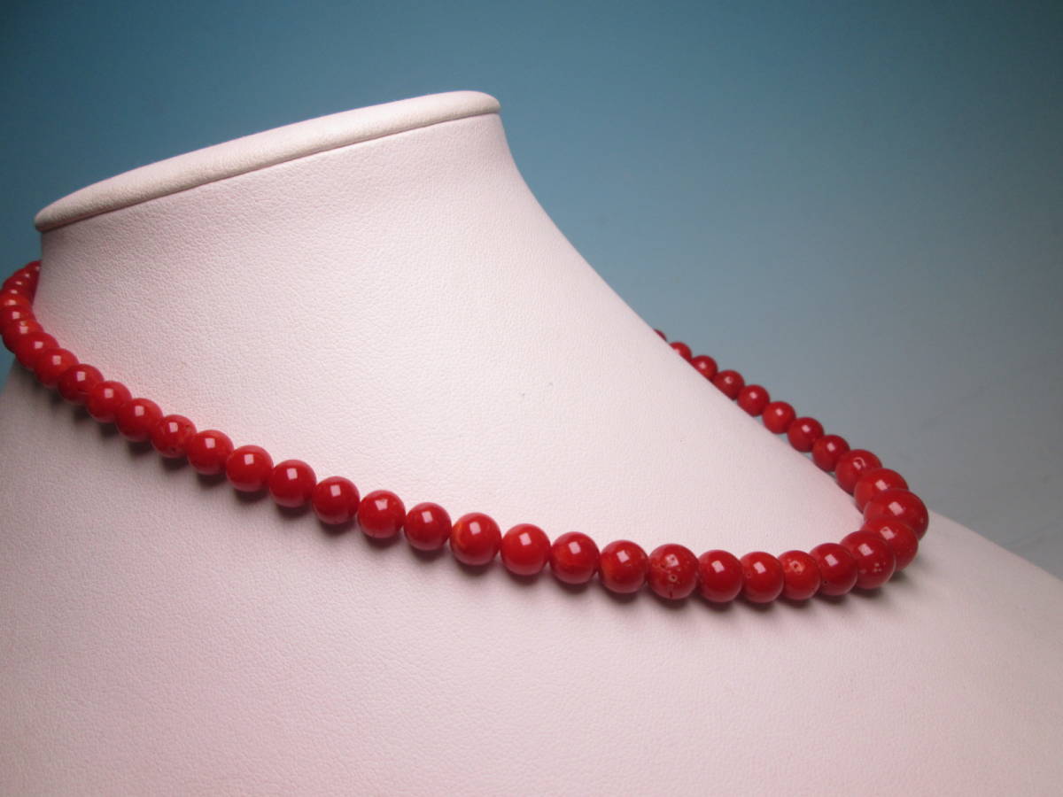 [. month ]SILVERbook@.. red .. sphere 5mm~1,1cm necklace 28g