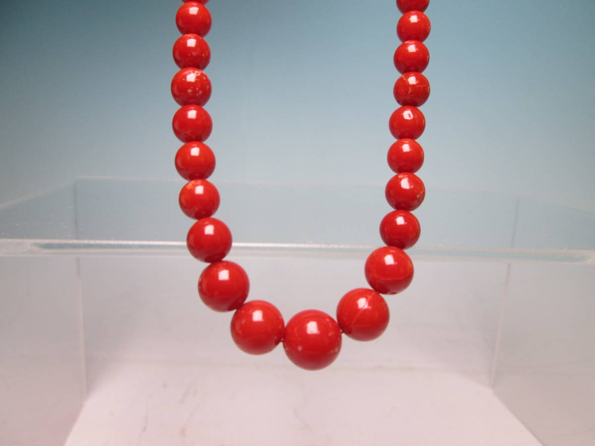 [. month ]SILVERbook@.. red .. sphere 5mm~1,1cm necklace 28g