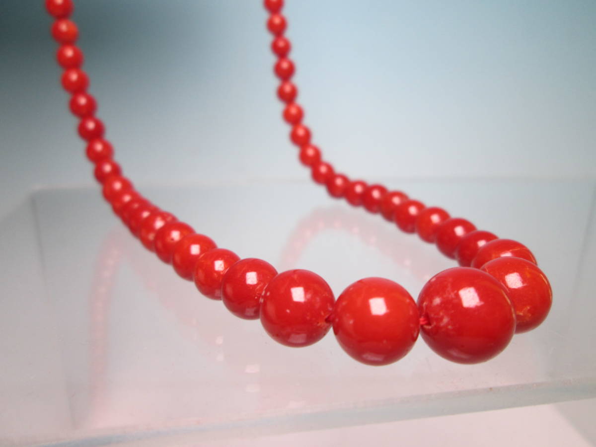 [. month ]SILVERbook@.. red .. sphere 5mm~1,1cm necklace 28g