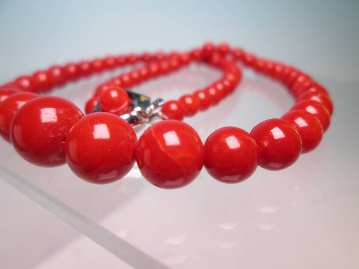 [. month ]SILVERbook@.. red .. sphere 5mm~1,1cm necklace 28g