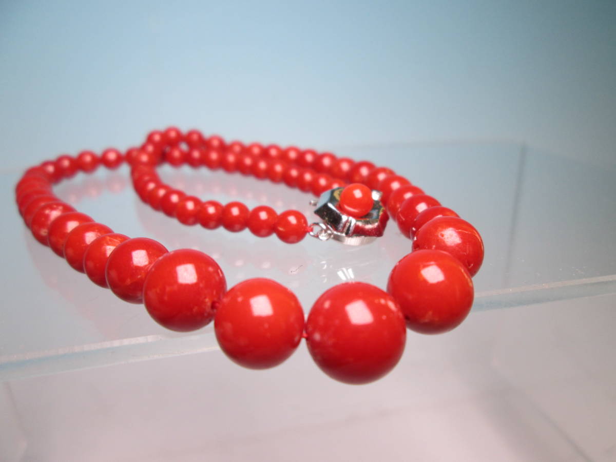 [. month ]SILVERbook@.. red .. sphere 5mm~1,1cm necklace 28g