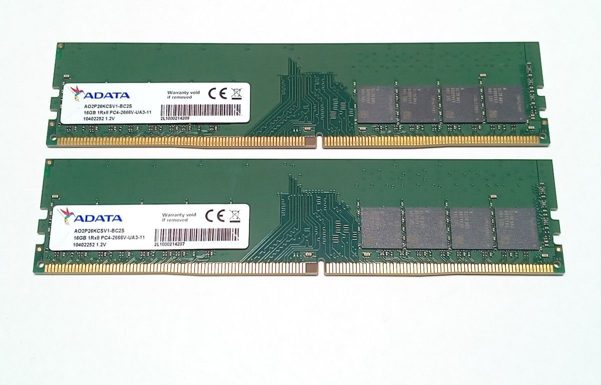 ADATA DDR4-2666 PC4-21300 16GB x 2本セット 合計32GB DDR4 ADATA DDR4-2666 PC4-21300 16GB x 2本セット 合計32GB DDR4