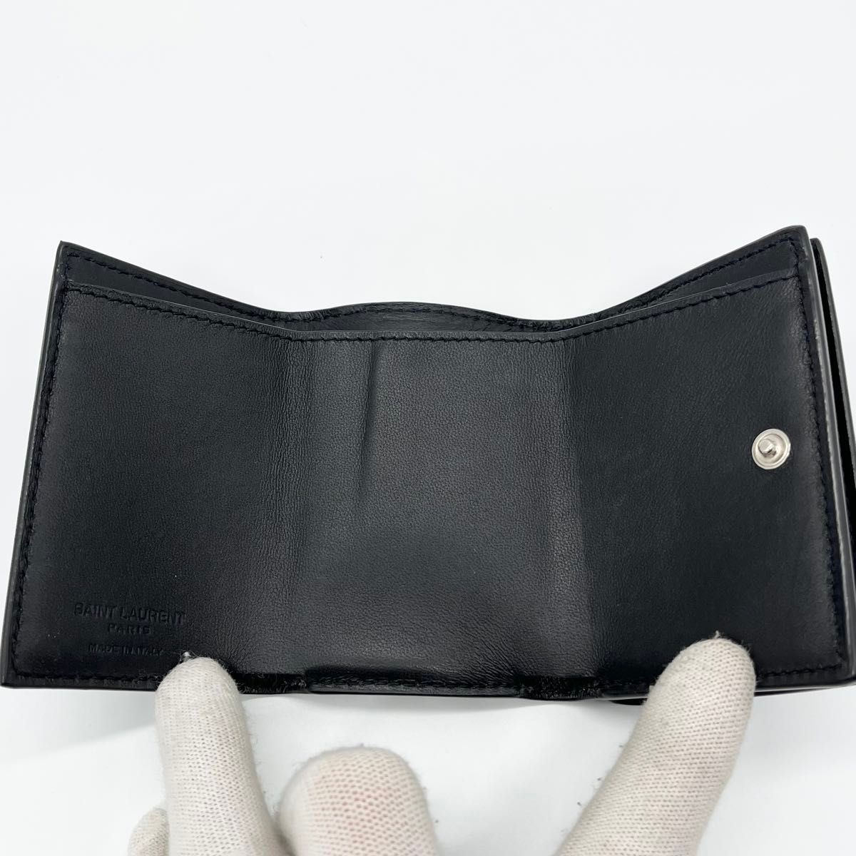 美品】サンローラン 三つ折り財布 ブラック 箱保存袋|Yahoo 美品】サンローラン 三つ折り財布 ブラック 箱保存袋|Yahoo