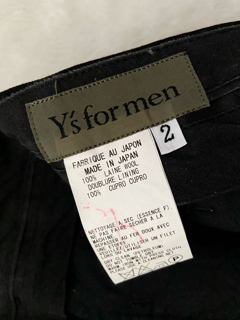 Y`s for men ブラック ウール パンツ size2 ギャバ ウールギャバ ノータック ワイズフォーメン ヨウジヤマモトプールオム セミワイド 黒_画像9