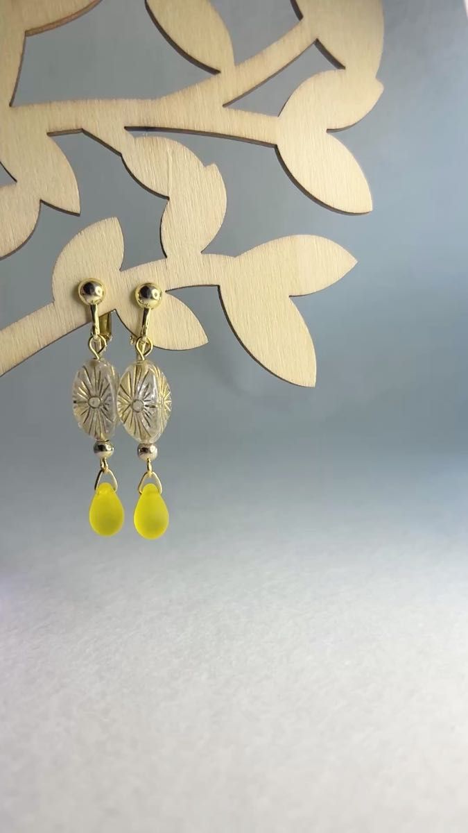 No.70「おひさまの力」ハンドメイド アクセサリー イヤリング ハンドメイドイヤリング