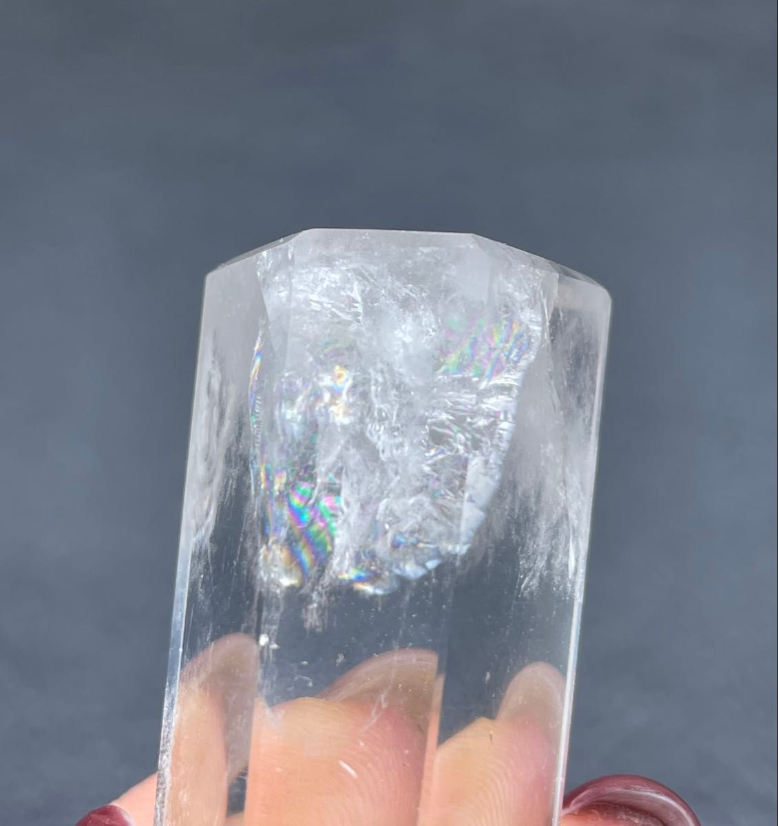 レア 虹入り エンジェルラダー 天然水晶六角柱 タワー ポイント レア 虹入り エンジェルラダー 天然水晶六角柱 タワー ポイント