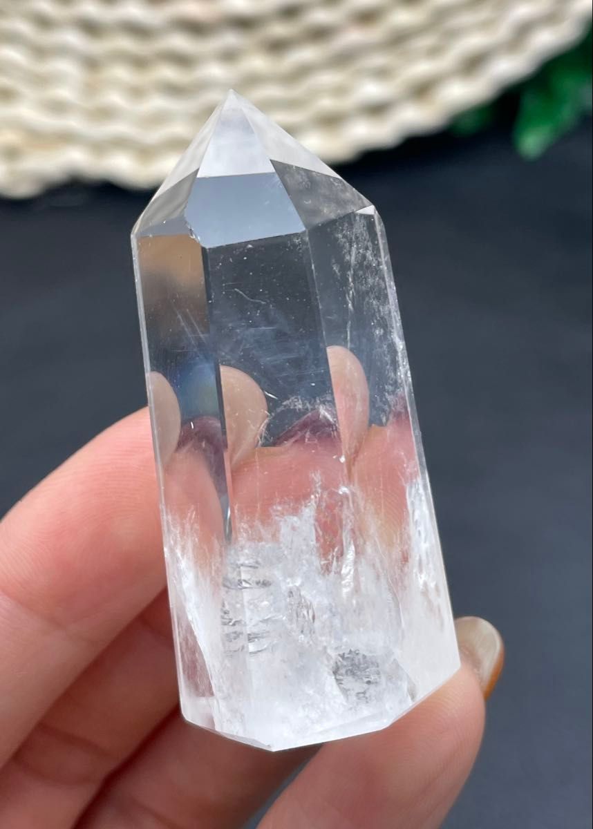 レア 虹入り エンジェルラダー 天然水晶六角柱 タワー ポイント レア 虹入り エンジェルラダー 天然水晶六角柱 タワー ポイント