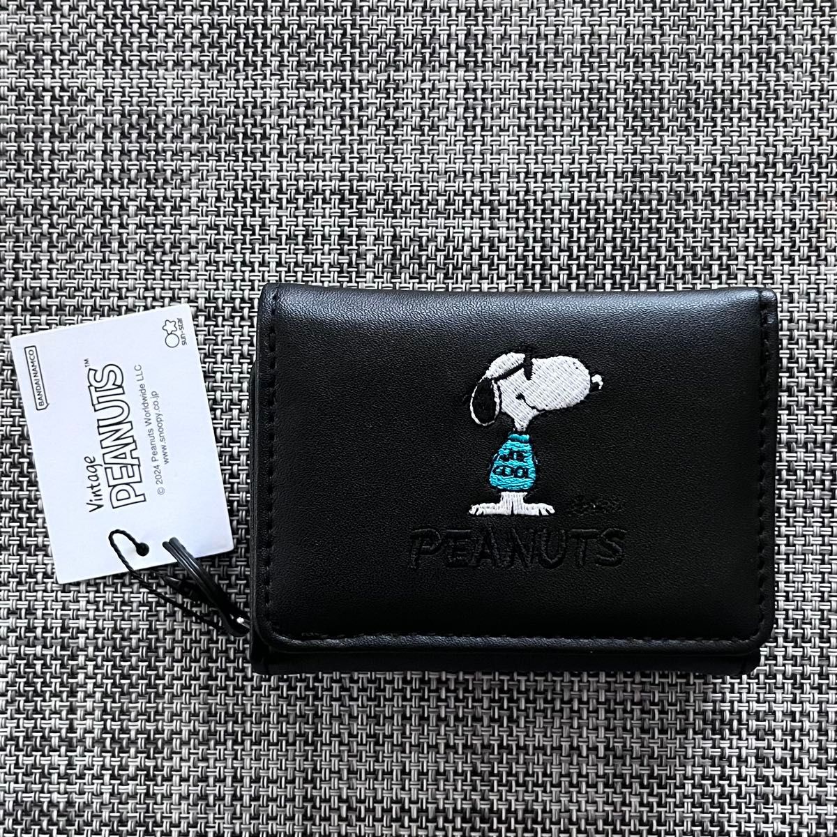 スヌーピー 三つ折り財布 ブラック ミニ財布 ジョークール スヌーピー 三つ折り財布 ブラック ミニ財布 ジョークール