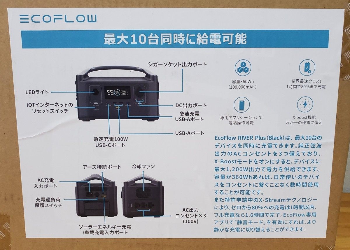 ラスト1台 未開封 EcoFlow RIVER Plus リバープラス 360Wh ラスト1台 未開封 EcoFlow RIVER Plus リバープラス 360Wh