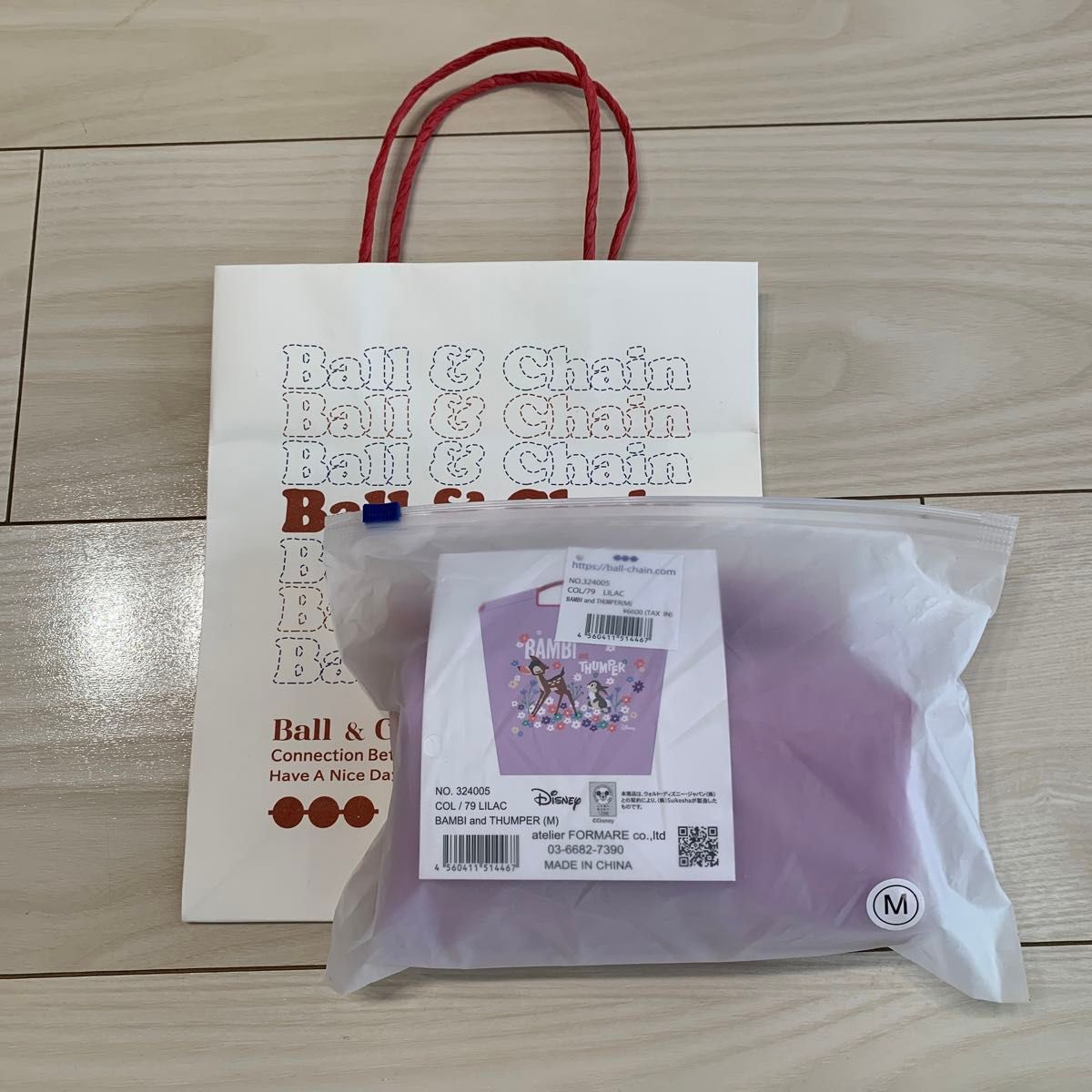 Disney バンビ× ボールアンドチェーン ball&chain ライラック M Disney バンビ× ボールアンドチェーン ball&chain ライラック M